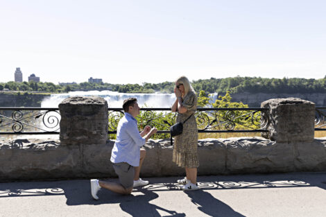 niagara falls is the perfect backdrop to pop the question, will you marry me 